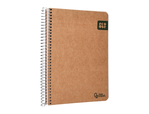 Cuaderno espiral Liderpapel Din A5 ecouse tapa cartulina kraft contracolada 120h papel 171405, imagen 5 mini