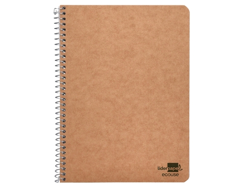 Cuaderno espiral Liderpapel cuarto ecouse tapa cartulina kraft 80h papel reciclado 80 91067, imagen 3 mini