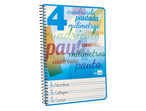 Cuaderno espiral Liderpapel cuarto pautaguia tapa blanda 40h 75 gr cuadro pautado 51705, imagen 5 mini