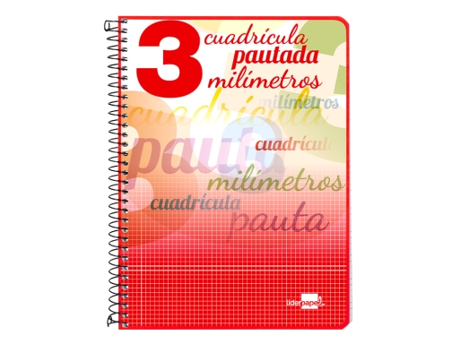 Cuaderno espiral Liderpapel cuarto pautaguia tapa dura 80h75 gr cuadro pautado 3 73927, imagen 4 mini