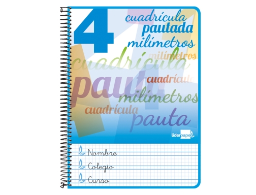 Cuaderno espiral Liderpapel cuarto pautaguia tapa dura 80h75 gr cuadro pautado 4mm 73928, imagen 2 mini