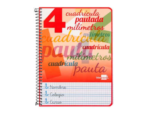 Cuaderno espiral Liderpapel cuarto pautaguia tapa dura 80h75 gr cuadro pautado 4mm 73928, imagen 3 mini