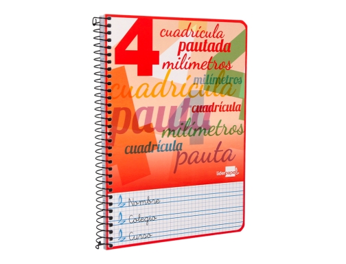 Cuaderno espiral Liderpapel cuarto pautaguia tapa dura 80h75 gr cuadro pautado 4mm 73928, imagen 5 mini