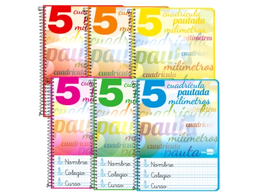 Cuaderno espiral Liderpapel cuarto pautaguia tapa dura 80h75 gr cuadro pautado 5mm 73929, imagen 3 mini