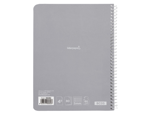 Cuaderno espiral Liderpapel cuarto smart tapa blanda 80h 60gr cuadro 5mm con 08282, imagen 5 mini