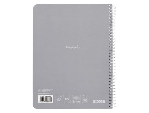 Cuaderno espiral Liderpapel cuarto smart tapa blanda 80h 60gr cuadro 8mm con 08390, imagen 5 mini