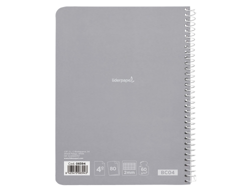 Cuaderno espiral Liderpapel cuarto smart tapa blanda 80h 60gr milimetrado 2mm colores 08394, imagen 5 mini