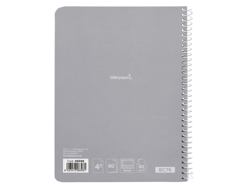 Cuaderno espiral Liderpapel cuarto smart tapa blanda 80h 60gr rayado montessori 5mm 08398, imagen 5 mini