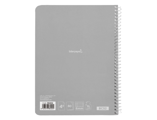 Cuaderno espiral Liderpapel cuarto witty tapa dura 80h 75gr cuadro 6mm con 08402, imagen 5 mini