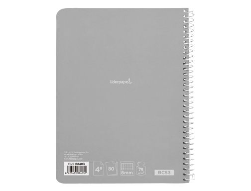 Cuaderno espiral Liderpapel cuarto witty tapa dura 80h 75gr cuadro 8mm con 08403, imagen 5 mini