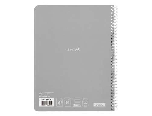 Cuaderno espiral Liderpapel cuarto witty tapa dura 80h 75gr rayado horizontal 8mm 08404, imagen 5 mini