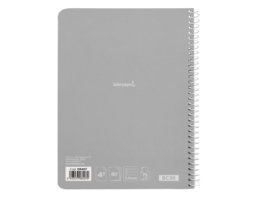 Cuaderno espiral Liderpapel cuarto witty tapa dura 80h 75gr pauta ancha 3,5mm 08407, imagen 5 mini