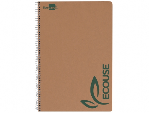 Cuaderno espiral Liderpapel Din A4 ecouse tapa cartulina kraft 80h papel reciclado 91051, imagen 2 mini