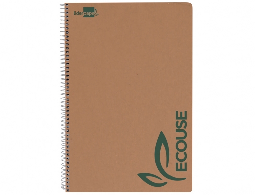 Cuaderno espiral Liderpapel folio ecouse tapa cartulina kraft 80h papel reciclado 80 91051, imagen 2 mini