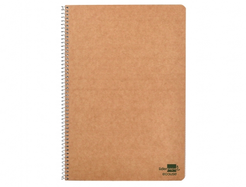 Cuaderno espiral Liderpapel folio ecouse tapa cartulina kraft 80h papel reciclado 80 91051, imagen 3 mini