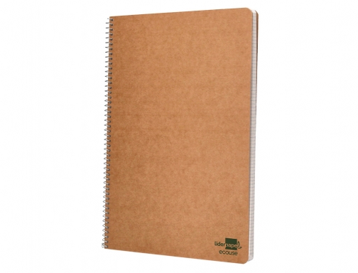 Cuaderno espiral Liderpapel folio ecouse tapa cartulina kraft 80h papel reciclado 80 91051, imagen 5 mini