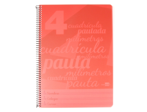 Cuaderno espiral Liderpapel folio pautaguia tapa plastico 80h 75gr cuadro pautado 4mm 06480, imagen 2 mini