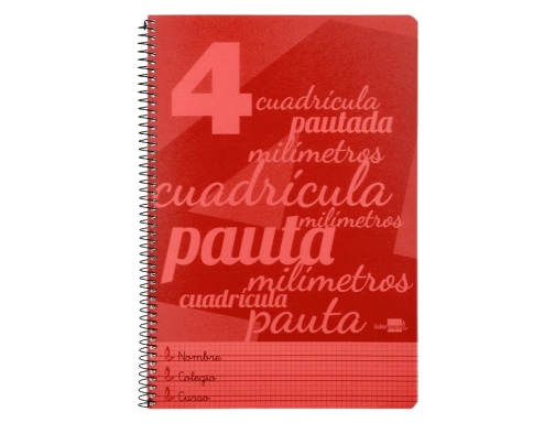 Cuaderno espiral Liderpapel folio pautaguia tapa plastico 80h 75gr cuadro pautado 4mm 06480, imagen 3 mini