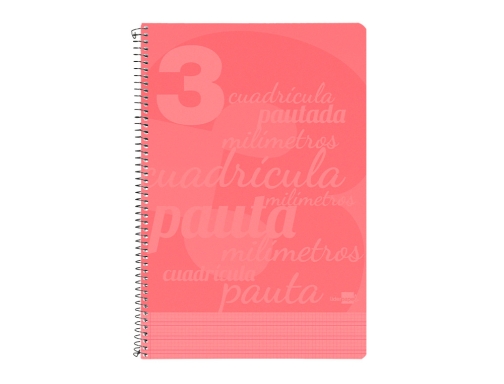 Cuaderno espiral Liderpapel folio pautaguia tapa plastico 80h 75gr cuadro pautado 3mm 06481, imagen 2 mini