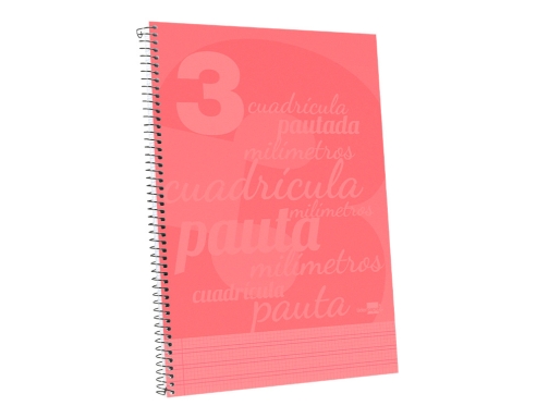 Cuaderno espiral Liderpapel folio pautaguia tapa plastico 80h 75gr cuadro pautado 3mm 06481, imagen 4 mini