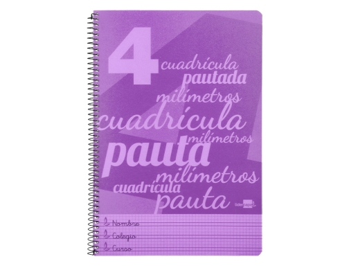 Cuaderno espiral Liderpapel folio pautaguia tapa plastico 80h 75gr cuadro pautado 4mm 06555, imagen 3 mini