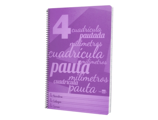 Cuaderno espiral Liderpapel folio pautaguia tapa plastico 80h 75gr cuadro pautado 4mm 06555, imagen 5 mini