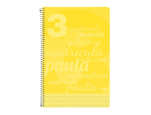 Cuaderno espiral Liderpapel folio pautaguia tapa plastico 80h 75gr cuadro pautado 3mm 06751, imagen 2 mini