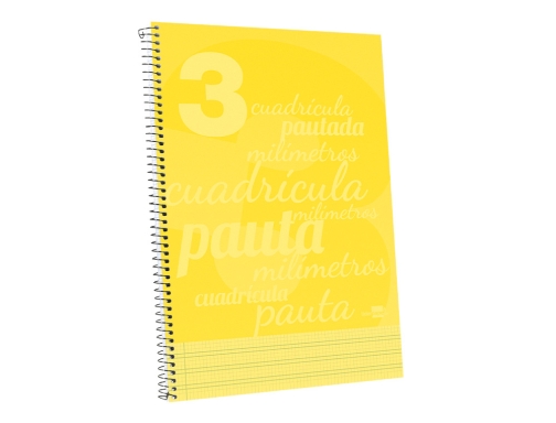 Cuaderno espiral Liderpapel folio pautaguia tapa plastico 80h 75gr cuadro pautado 3mm 06751, imagen 4 mini