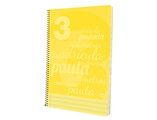 Cuaderno espiral Liderpapel folio pautaguia tapa plastico 80h 75gr cuadro pautado 3mm 06751, imagen 5 mini