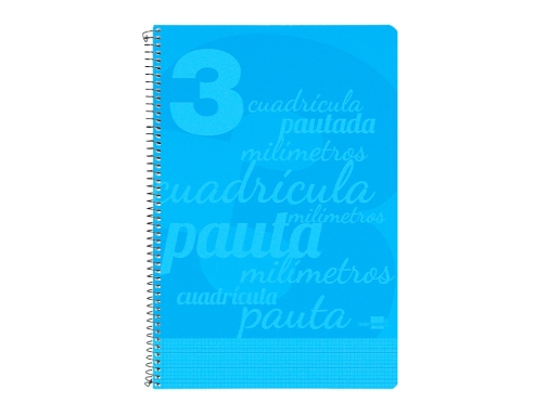 Cuaderno espiral Liderpapel folio pautaguia tapa plastico 80h 75gr cuadro pautado 3mm 06753, imagen 2 mini