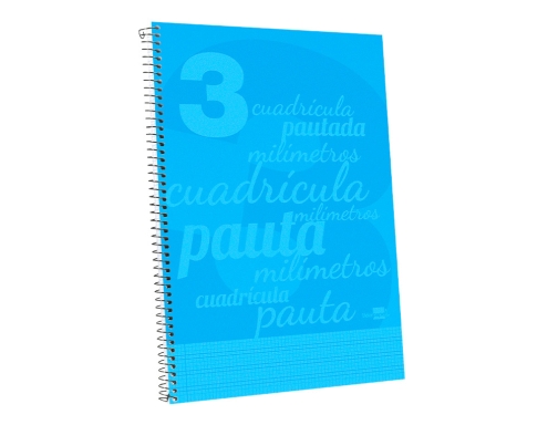 Cuaderno espiral Liderpapel folio pautaguia tapa plastico 80h 75gr cuadro pautado 3mm 06753, imagen 4 mini