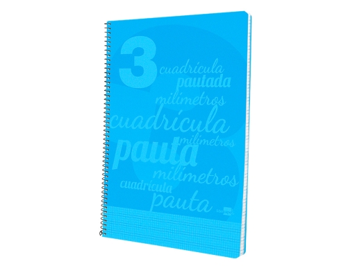 Cuaderno espiral Liderpapel folio pautaguia tapa plastico 80h 75gr cuadro pautado 3mm 06753, imagen 5 mini