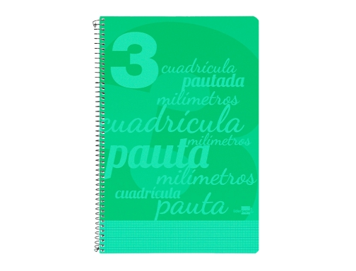 Cuaderno espiral Liderpapel folio pautaguia tapa plastico 80h 75gr cuadro pautado 3mm 06755, imagen 2 mini