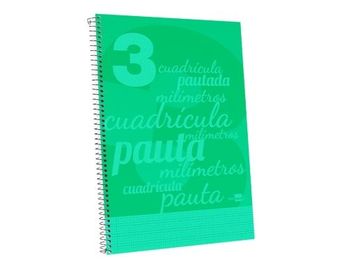 Cuaderno espiral Liderpapel folio pautaguia tapa plastico 80h 75gr cuadro pautado 3mm 06755, imagen 4 mini