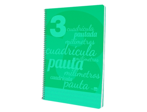 Cuaderno espiral Liderpapel folio pautaguia tapa plastico 80h 75gr cuadro pautado 3mm 06755, imagen 5 mini