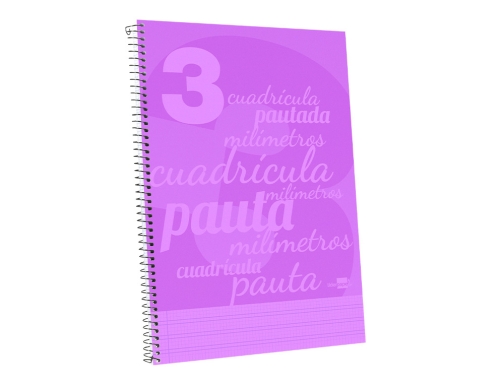 Cuaderno espiral Liderpapel folio pautaguia tapa plastico 80h 75gr cuadro pautado 3mm 06756, imagen 4 mini