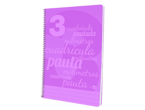 Cuaderno espiral Liderpapel folio pautaguia tapa plastico 80h 75gr cuadro pautado 3mm 06756, imagen 5 mini