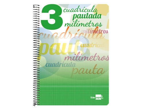 Cuaderno espiral Liderpapel folio pautaguia tapa blanda 80h 75 gr cuadro pautado 51697, imagen 2 mini