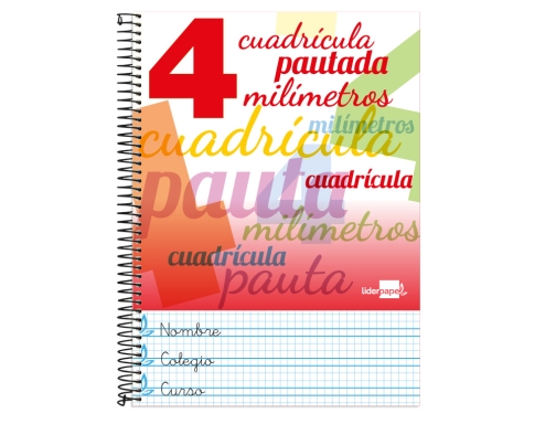 Cuaderno espiral Liderpapel folio pautaguia tapa blanda 80h 75 gr cuadro pautado 51698, imagen 2 mini