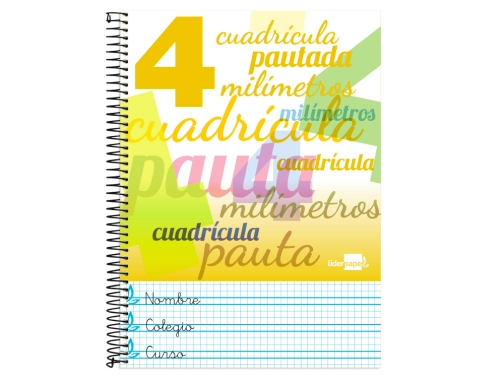 Cuaderno espiral Liderpapel folio pautaguia tapa blanda 80h 75 gr cuadro pautado 51698, imagen 5 mini