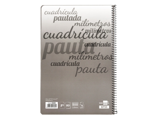 Cuaderno espiral Liderpapel folio pautaguia tapa blanda 80h 75 gr cuadro pautado 51699, imagen 5 mini