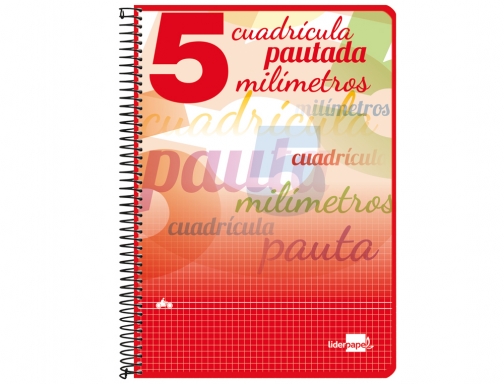 Cuaderno espiral Liderpapel folio pautaguia tapa blanda 80h 75 gr cuadro pautado 58579, imagen 2 mini