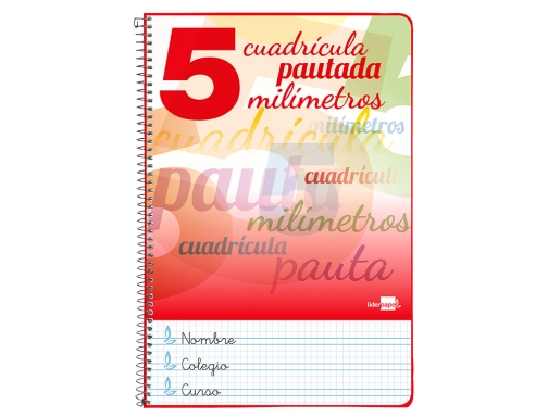 Cuaderno espiral Liderpapel folio pautaguia tapa blanda 80h 75 gr cuadro pautado 58579, imagen 4 mini