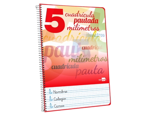 Cuaderno espiral Liderpapel folio pautaguia tapa blanda 80h 75 gr cuadro pautado 58579, imagen 5 mini