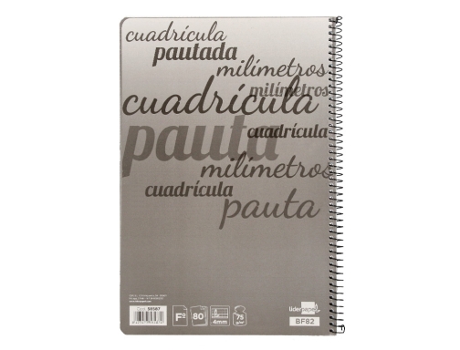 Cuaderno espiral Liderpapel folio pautaguia tapa dura 80h 75 gr cuadro pautado 58587, imagen 3 mini