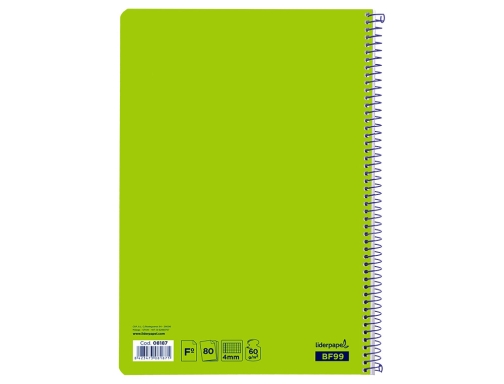 Cuaderno espiral Liderpapel folio smart tapa blanda 80h 60gr cuadro 4mm con 08187, imagen 4 mini