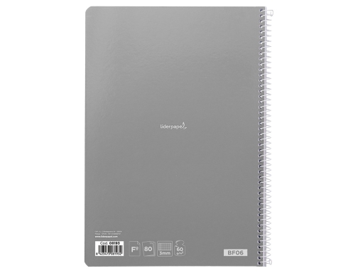 Cuaderno espiral Liderpapel folio smart tapa blanda 80h 60gr cuadro 3 mm 08193, imagen 5 mini