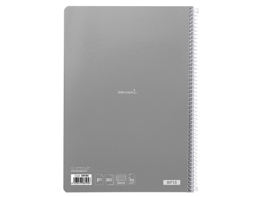 Cuaderno espiral Liderpapel folio smart tapa blanda 80h 60gr cuadro 5 mm 08195, imagen 5 mini