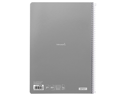 Cuaderno espiral Liderpapel folio smart tapa blanda 80h 60gr cuadro 6 mm 08196, imagen 5 mini