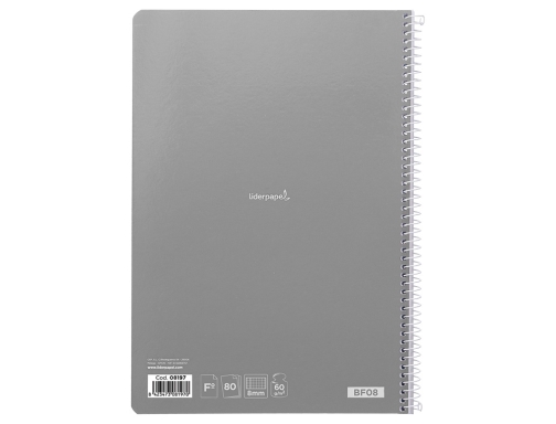 Cuaderno espiral Liderpapel folio smart tapa blanda 80h 60gr cuadro 8 mm 08197, imagen 5 mini